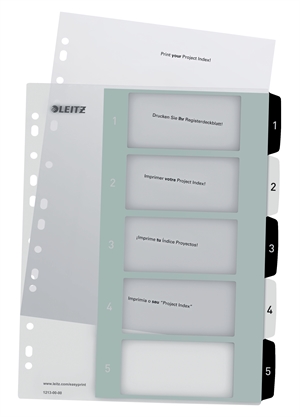 Leitz Register printbar PP A4+ 1-5 hvid/sort