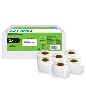 Dymo LabelWriter 25 mm x  54 mm Return Address Labels 6 Rolls of 500 L stk. 