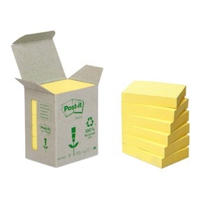 3M Post-it Notes 38 x 51 mm, recycled gul - 6 pack