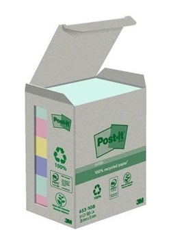 3M Post-it Notes 38 x 51 mm, recycled ass. farver - 6 pack