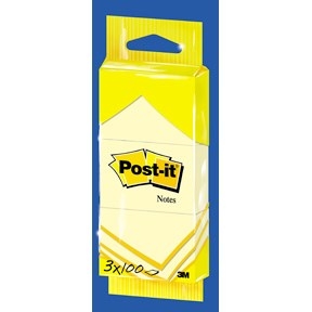 3M Post-it Notes 38 x 51 mm, gul - 3 pack