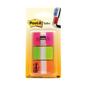3M Post-it Indexfaner 25,4x38,1 Strong ass. neon - 3 pack
