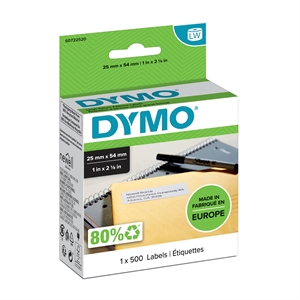 Dymo Label Return 25 x 54 perm white mm, 500 stk. 