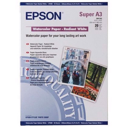 Epson Watercolor Paper Radiant White 188 g/m2, A3+ - 20 ark