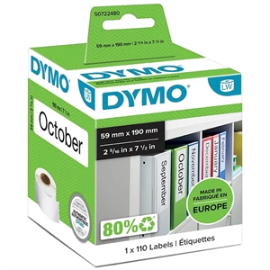 Dymo Labels t/brevordner 59 x 190 mm hvid mm, 110 stk. 