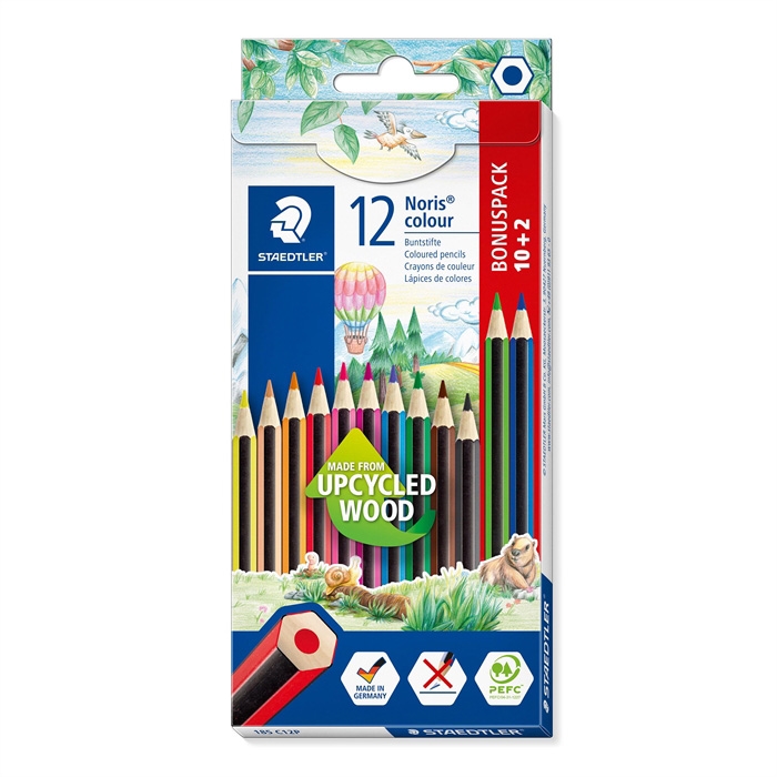 Staedtler Farveblyant Noris Upcycled wood ass (10+2)