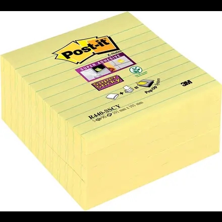 3M Post-it notes super sticky Z-fold 101 x 101mm linjeret gul