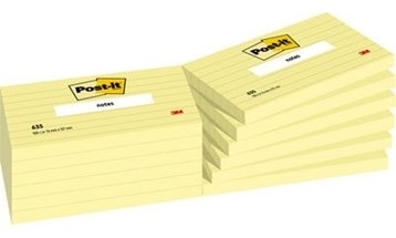 3M Post-It Notes 76 x 127 mm, linieret gul