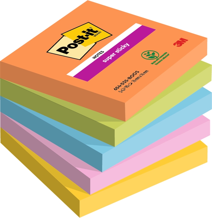 3M Post-it notes super sticky Boost 76 x 76 mm, - 90 ark - 5 pack