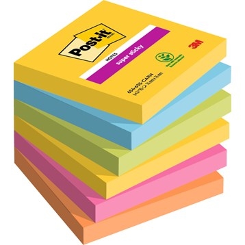 3M Post-it notes super sticky Carnival 76 x 76 mm, - 90 ark - 6 pack
