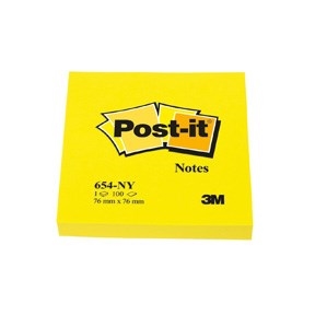 3M Post-it Notes 76 x 76 mm, neon gul