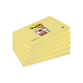 3M Post-it notes super sticky  76 x 127 mm, gul - 6 pack