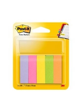 3M Post-it Indexfaner 15 x 50 mm papir ass. neon - 5 pack