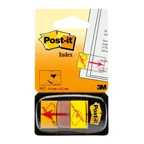 3M Post-it Indexfaner 25 x 43,2 mm, "sign here" gul