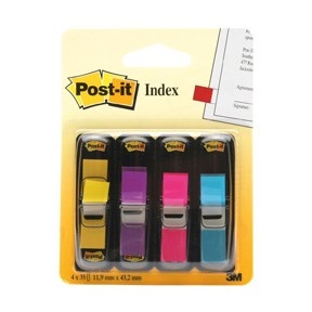 3M Post-it Indexfaner 11,9 x 43,1 mm, ass. neon - 4 pack
