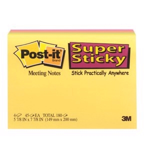3M Post-it notes super sticky  149 x 200 Meeting ass. farver - 4 pack