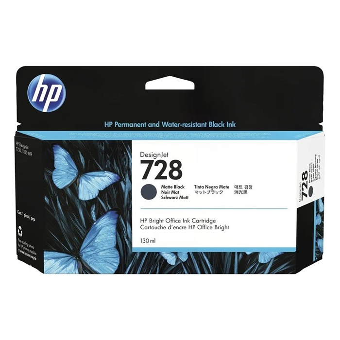 HP 728 130-ml Matte Black DesignJet blækpatron