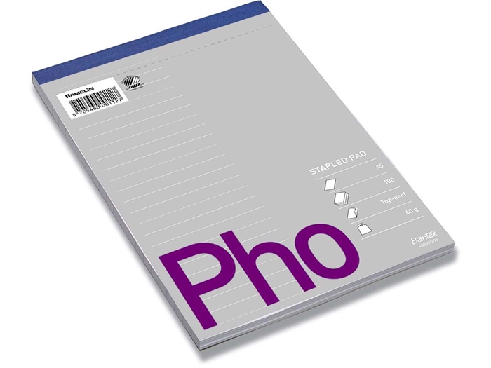 Bantex telefonblok, A5, linjeret, uhullet