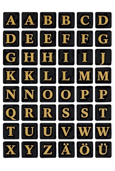 HERMA etiket bogstaver A-Z 13 x 13 guld/sort stk. 