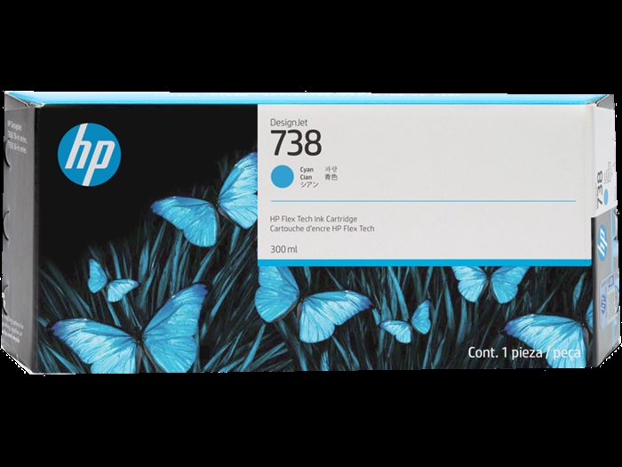 HP 738 300-ml Cyan DesignJet blækpatron