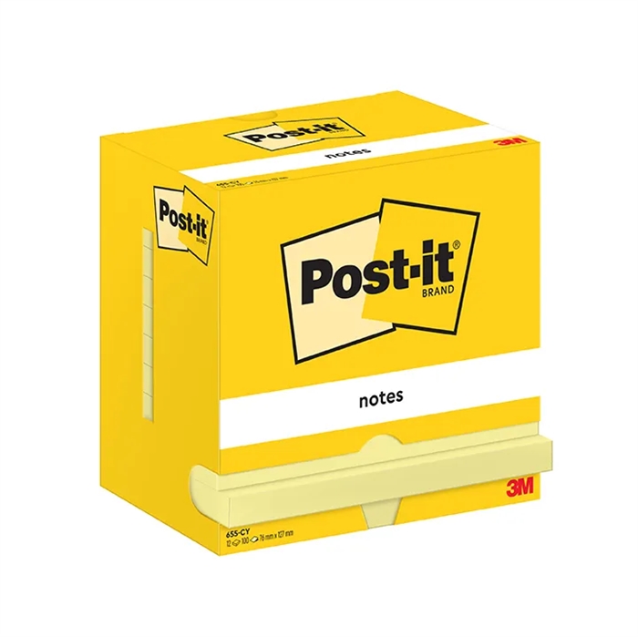 3M Post-it Notes 76 x 127 mm, gul - 12 pack