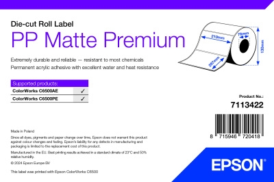 Epson PP Matte Label Premium, Die-cut Roll, 210 x 297 mm, 184 Labels