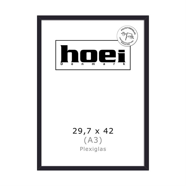 Sort træramme til foto og plakaterer 29,7 x 42 PLEXI cm ( A3 )