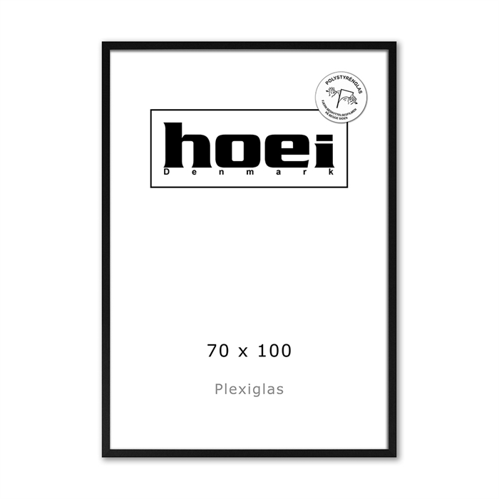 Sort træramme til foto og plakater 70 x 100 PLEXI cm