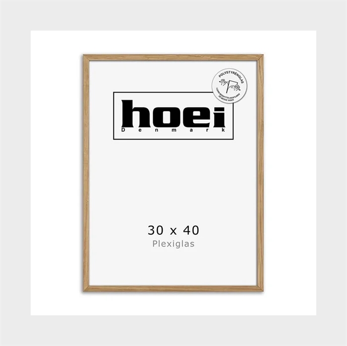 Massiv egetræsramme til foto og plakater 30 x 40 PLEXI cm