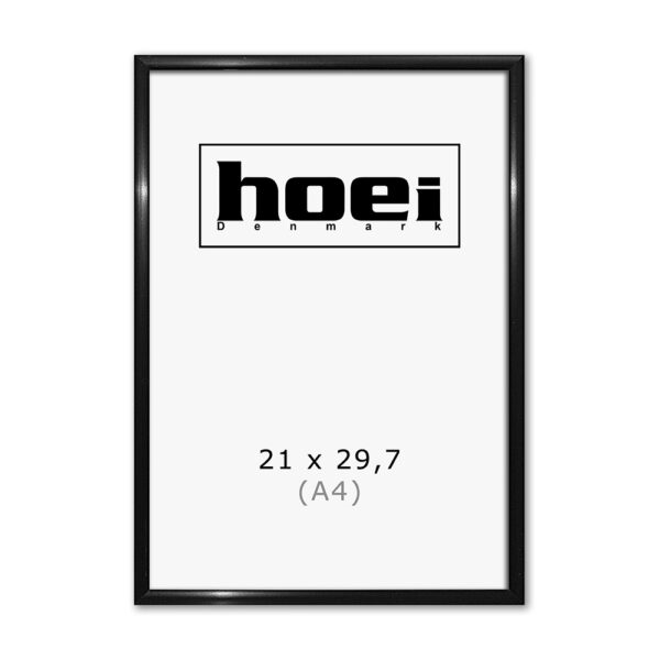 Sort Aluminiumsramme 21 x 29,7 cm PLEXI - ( A4 )