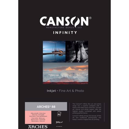 Canson Arches 88 Rag (Pure White) 310 - A3+, 25 ark
