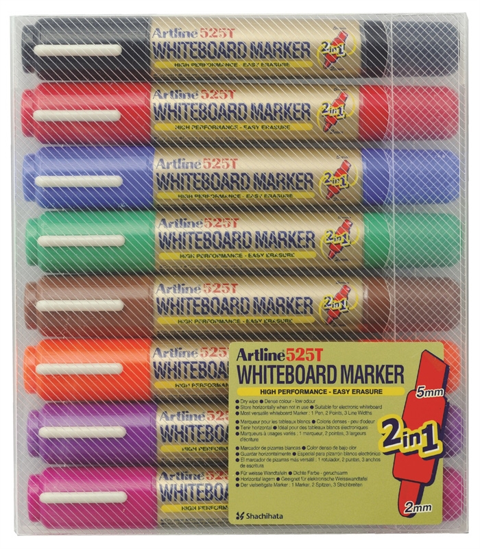 Artline Whiteboard Marker 525T 2-i-1 8-sæt