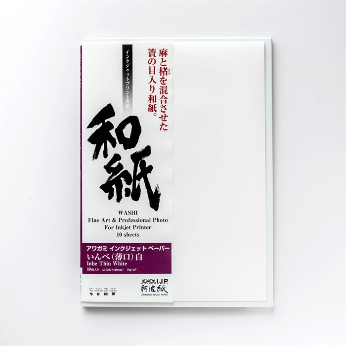 Awagami Inbe Thin White - 70 g/m², A4 20 ark