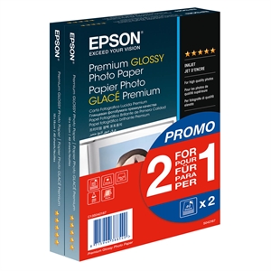 Epson 10x15 Premium Glossy Photo Paper(2 for 1), 10x15com 255g/m², 80 Sheets total