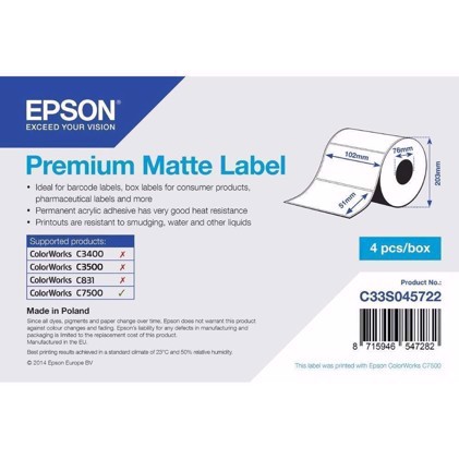 Premium Matte Label - udstansede labels  102 mm x 51 mm (2310 labels)