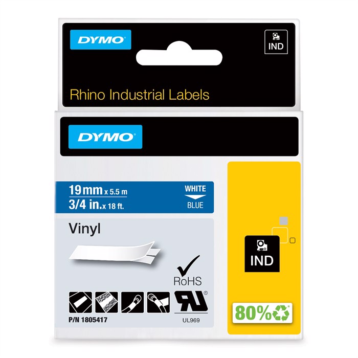 Tape Rhino 19mm x 5,5m colour vinyl white/blu