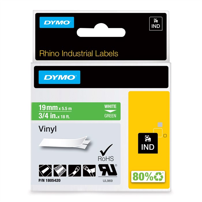 Tape Rhino 19mm x 5,5m colour vinyl whi/gre