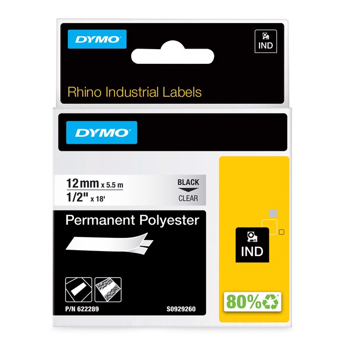 Tape Rhino 12mm x 5,5m perm polyest bl/clear