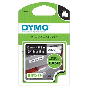 Tape D1 19mm x 5,5m perm polyest bl/whi