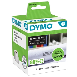 Dymo Label Addressing 36 x 89 perm white(2 x 260 stk. 
