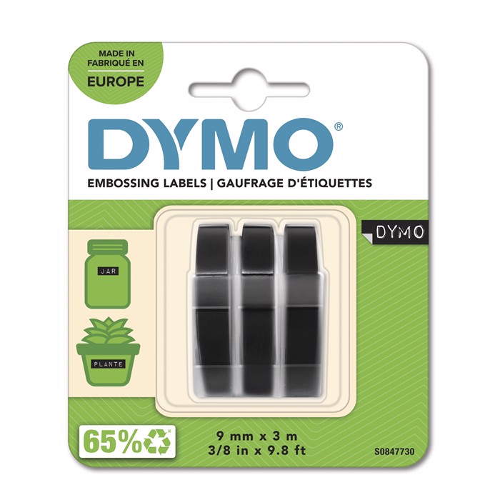 Tape Embosser 9mm x  3m black, 3-pack