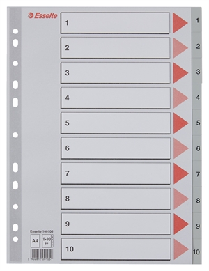 Esselte Register PP A4 1-10 grå