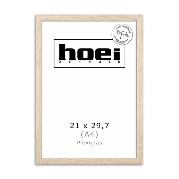 Egetræsramme til foto og plakaterer 21 x 29,7 PLEXI cm ( A4 )