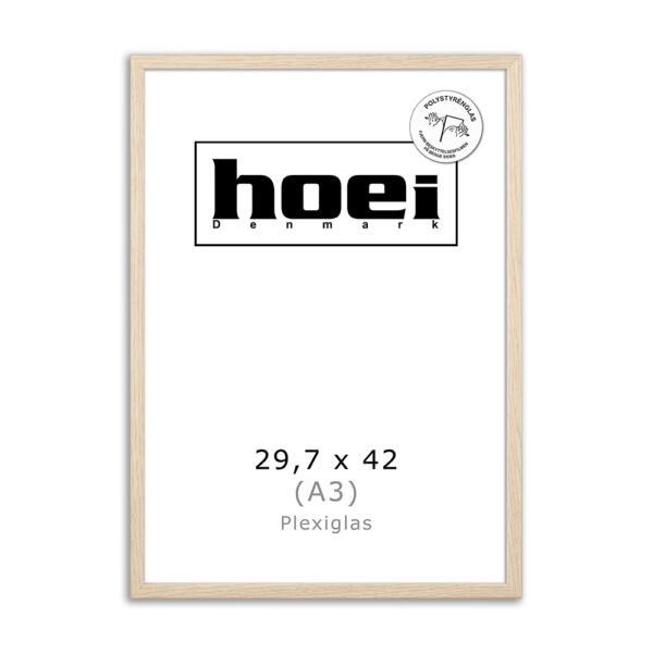 Egetræsramme til foto og plakaterer 29,7 x 42 PLEXI cm ( A3 )