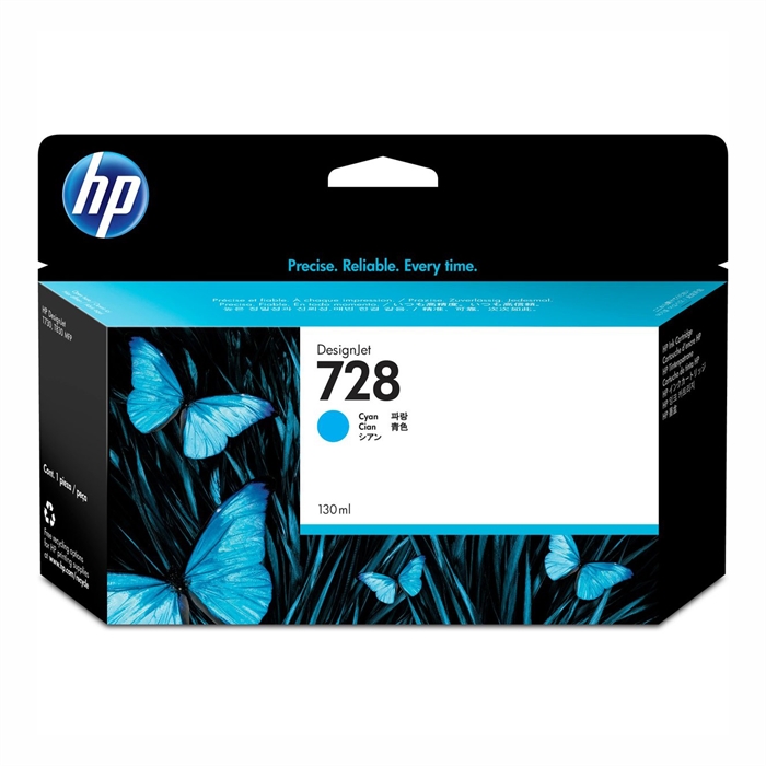 HP 728 130-ml Cyan DesignJet blækpatron