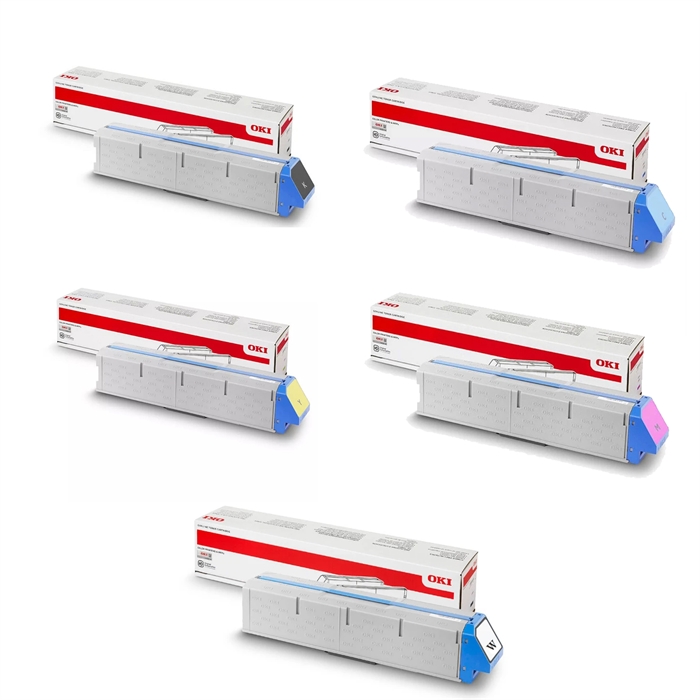 Fuld sæt toner til OKI Pro 9542 - CMYK + White