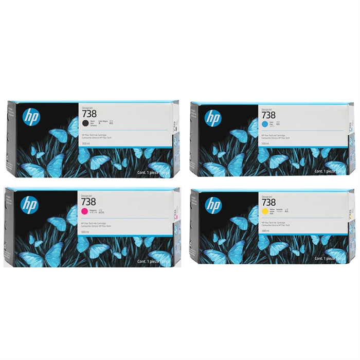 Fuldt sæt 300 ml blækpatroner til HP T850, 870 og T950