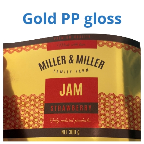 Gold PP Gloss label test rulle - 10 cm x 4 meter