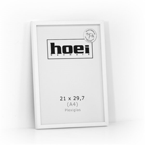 Hvid træramme til foto og plakaterer 21 x 29,7 PLEXI cm ( A4 )