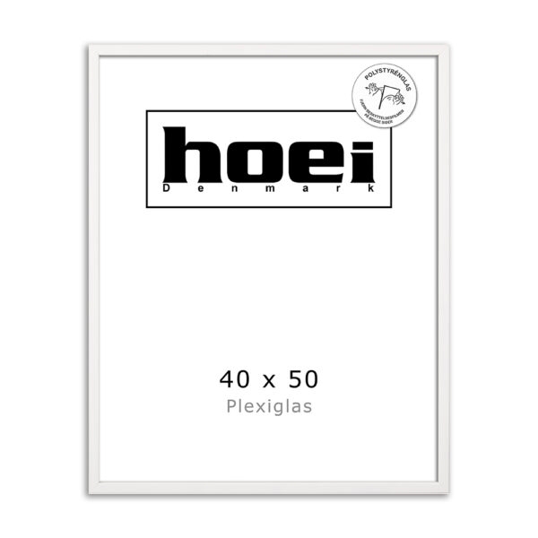 Hvid træramme til foto og plakater 40 x 50 - PLEXI  cm